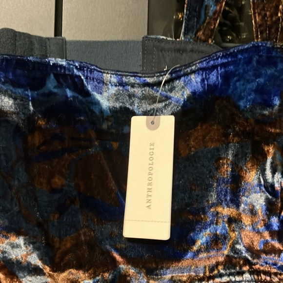 Pilcro Women’s Blue & Brown Paisley Velvet Flyaway Top XL - Picture 7 of 7